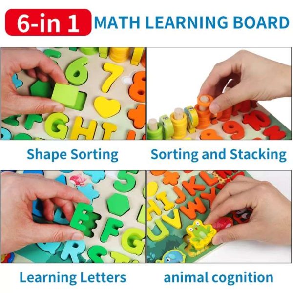 6 In 1 Wooden Educational Puzzle & Sorting Board