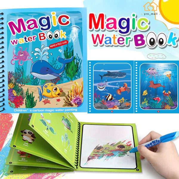 ( Pack of 2 ) Magic Water Book Painting Drawing Coloring Board Book Magic Water Pen