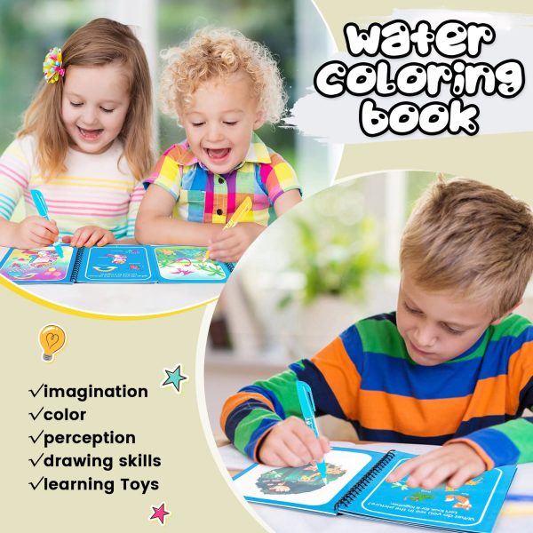 ( Pack of 2 ) Magic Water Book Painting Drawing Coloring Board Book Magic Water Pen
