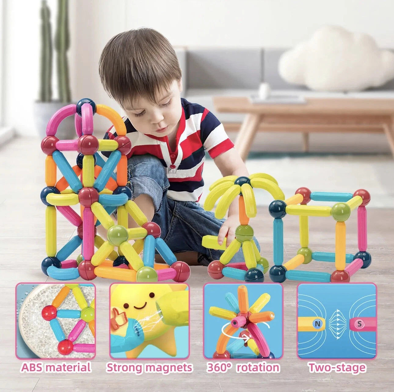 Magnetic Rods Toy – Magnetic Stick Building Blocks Magnetic Blocks
