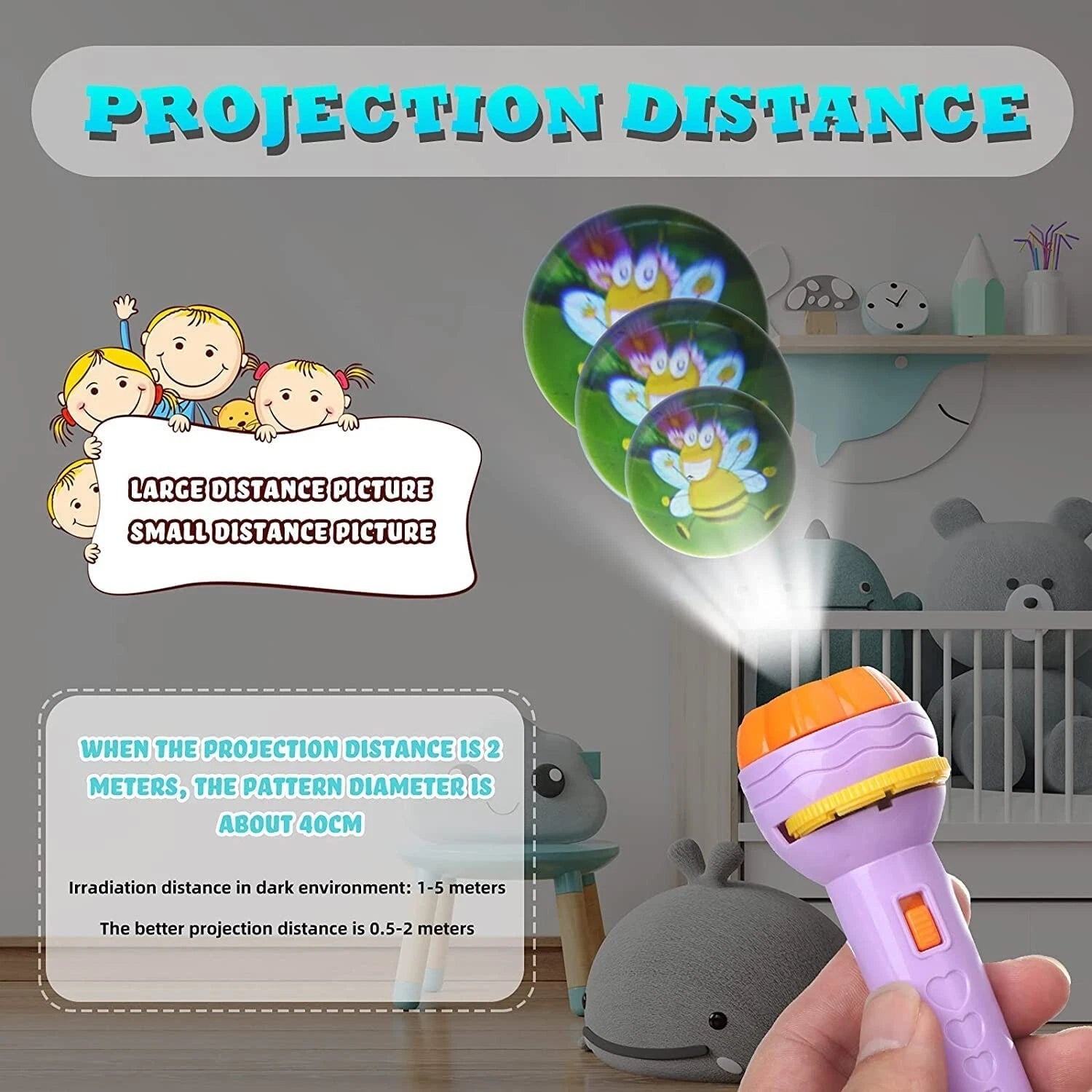 ( Pack of 2 ) Slide Projector Torch Projection Light,children’s Flashlight Toy