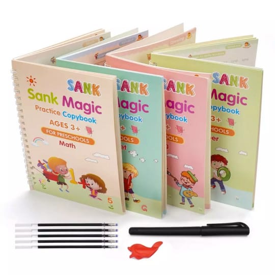 Sank Magic Book Practice (4 Books + Magic Pen With10 Ink Refills)